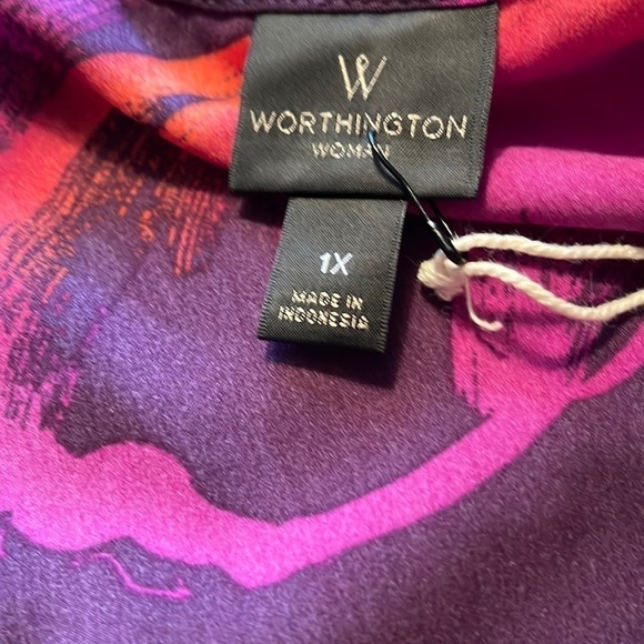 Worthington Colorful Floral Drape Neckline Top. Size 1X. P5/A2113 - Picture 4 of 4